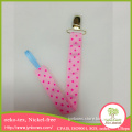 Pink ribbon double stitched binky clip, pacifier clip